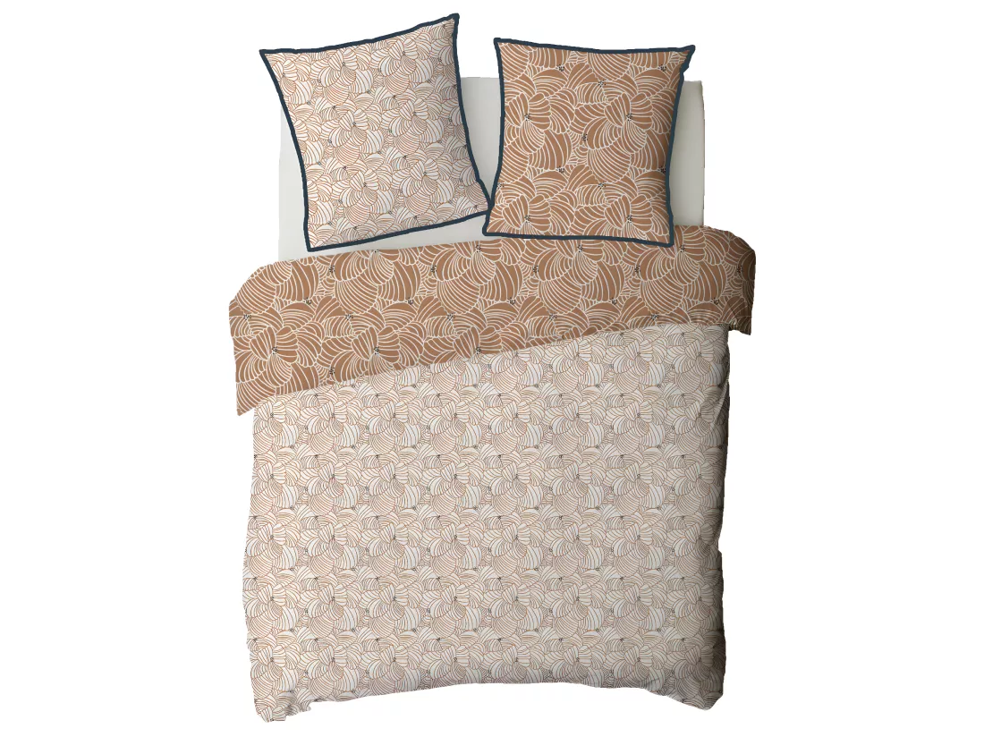 Parure de lit 2 personnes en coton 57 fils imprimé camel 240x220cm
