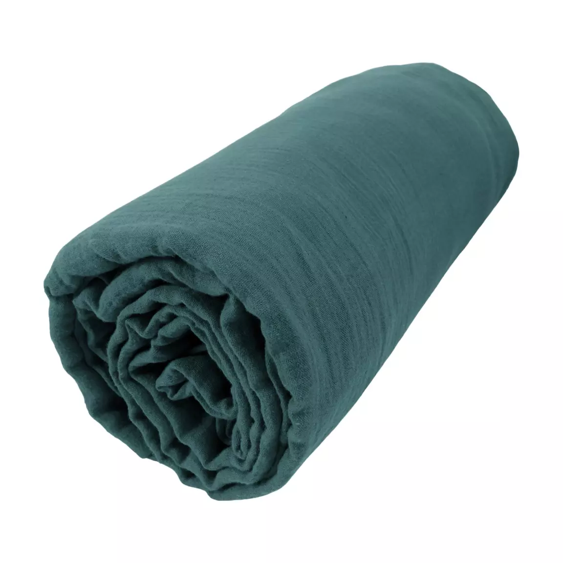 Drap housse gaze de coton (200 x 200 cm) Gaïa Bleu canard