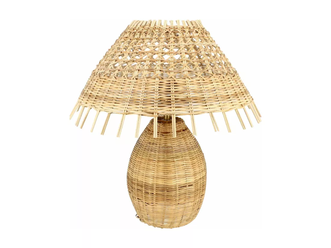 Now's Home - Lampe A Poser En Rotin Naturel Tresse Main Diam 40xht44cm Joyce