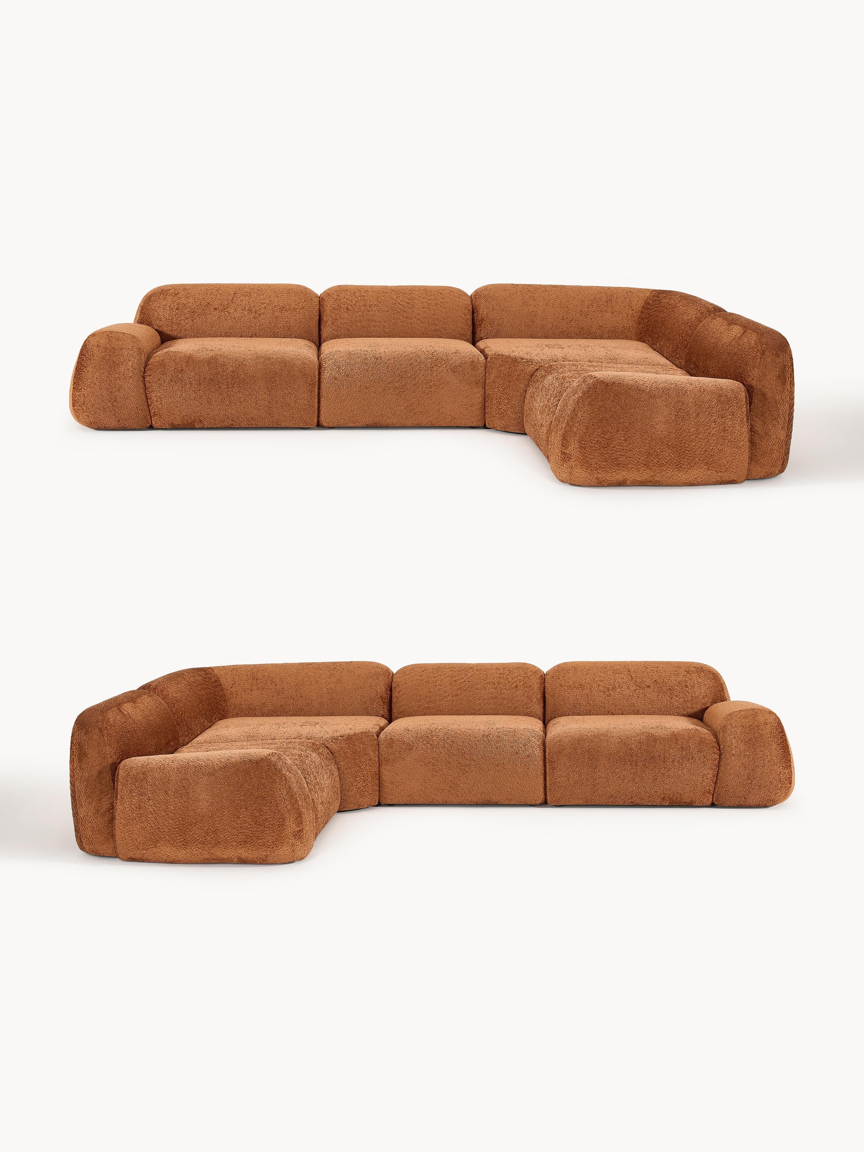 Modulaire hoekbank Wolke (4-zits) van teddy-bouclé