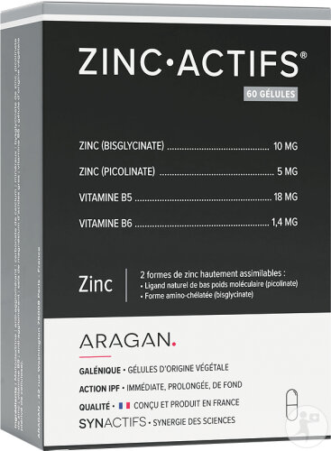 Aragan Synactifs Zincactifs Immunité Et Peau Zinc 60 Gélules