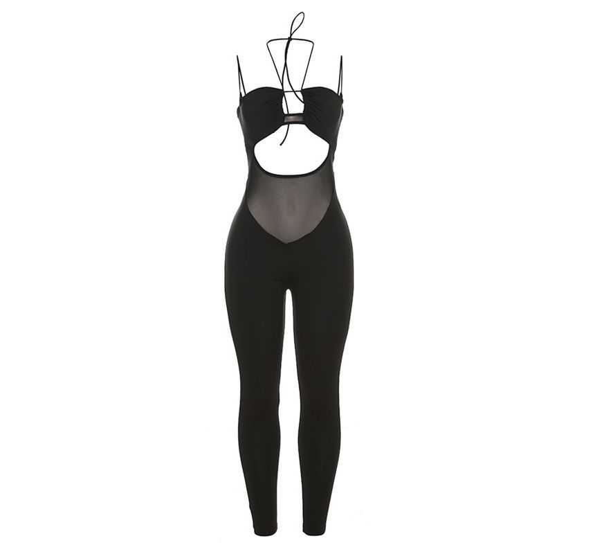 Oonnukal - Spaghettibandjes Skinny Jumpsuit met Uitsnijdingen