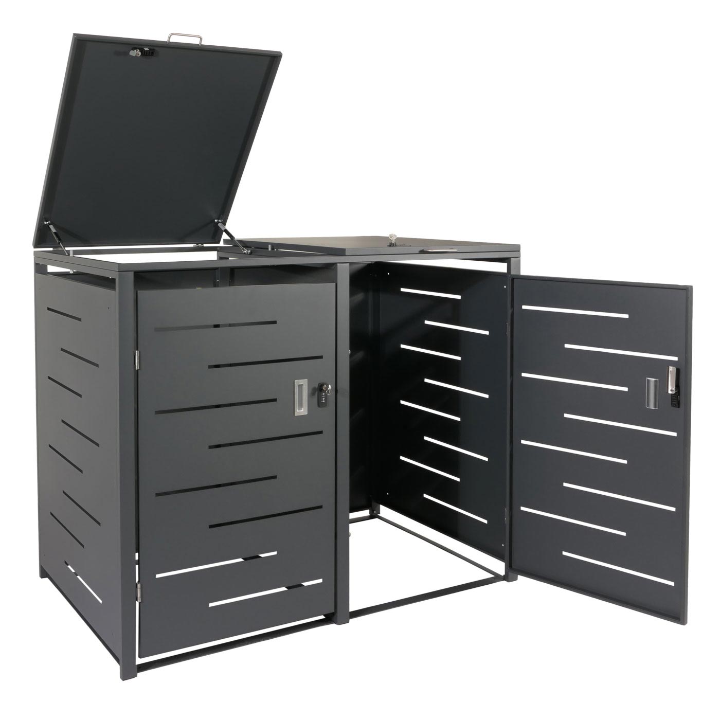 XL 2er-/4er-Mülltonnenverkleidung MCW-E83, Mülltonnenbox, erweiterbar 116x141x98cm ~ anthrazit, Stahl 62kg