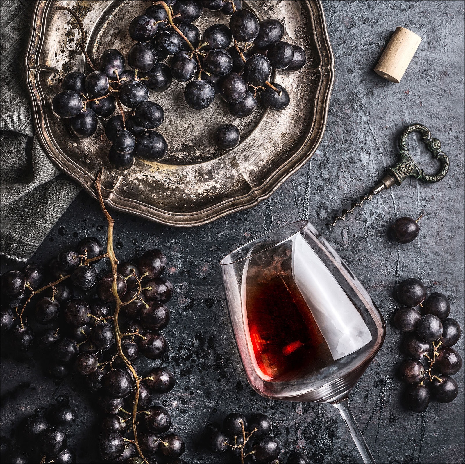 PRO ART Glas-Art Bild WEIN UND TRAUBEN 20 x 20 cm mehrfarbig