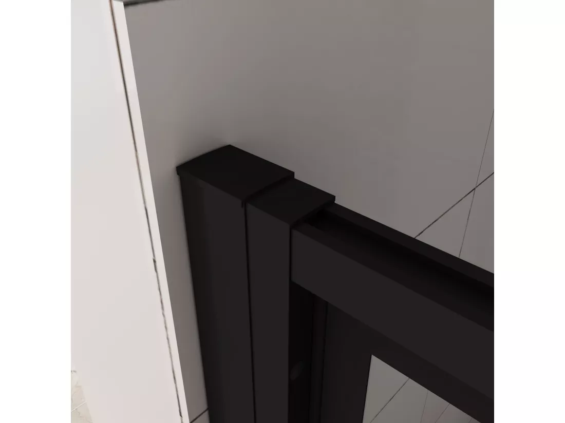 AICA porte de douche Noir 90x200cm,5mm verre securit,Paroi de douche avec porte pivotante,Robustesse et Design Moderne