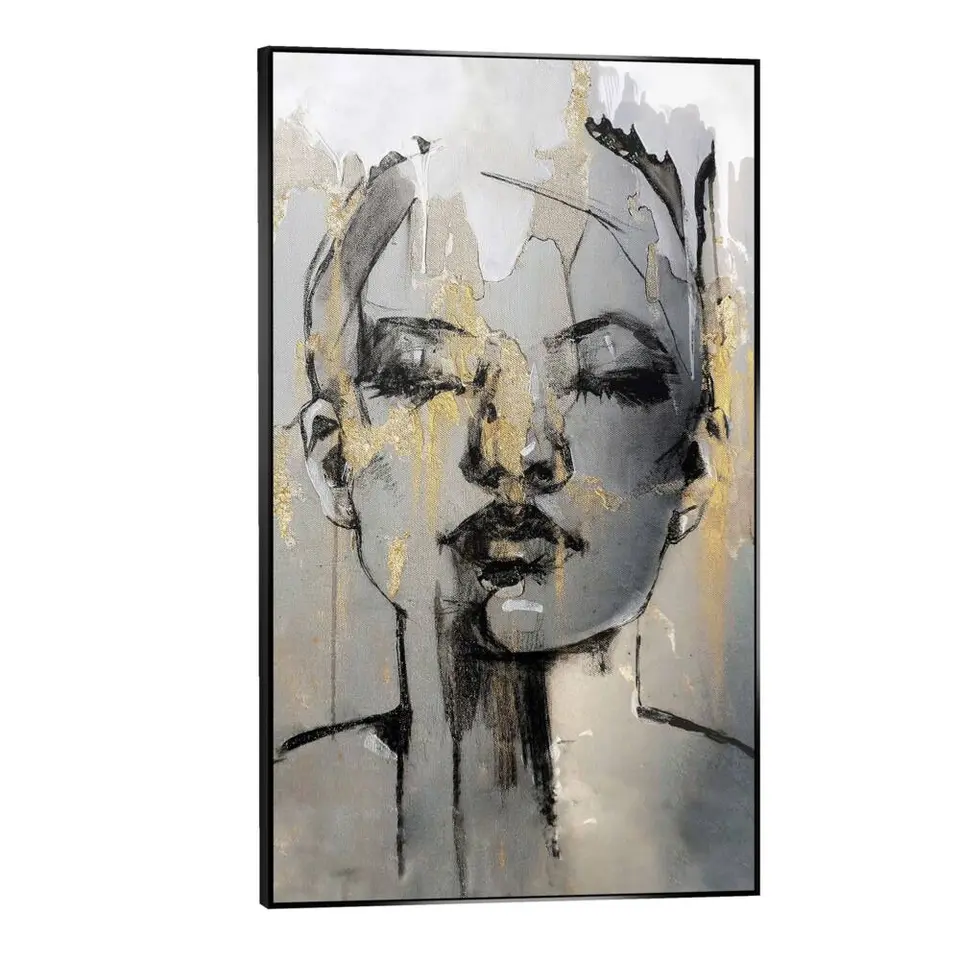 Schilderij vrouw met goud - 118x70 cm