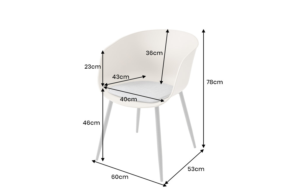 Moderner Stuhl DESIGNO grau Kunststoff Gartenstuhl mit Armlehnen Indoor Outdoor