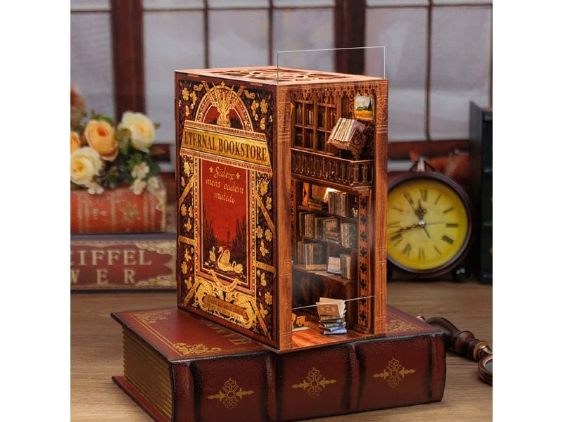 Cutebee Bausatz Eternal Bookstore 3D-Modell aus lasergeschnittenen Holzteilen