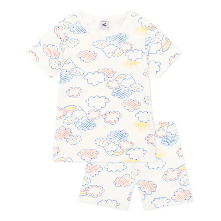 Petit Bateau Pyjama Short Manche Nuages | Blanc