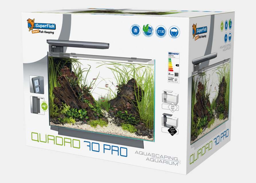 Superfish Aquarium Quadro 70 Pro Wit incl. led en filter