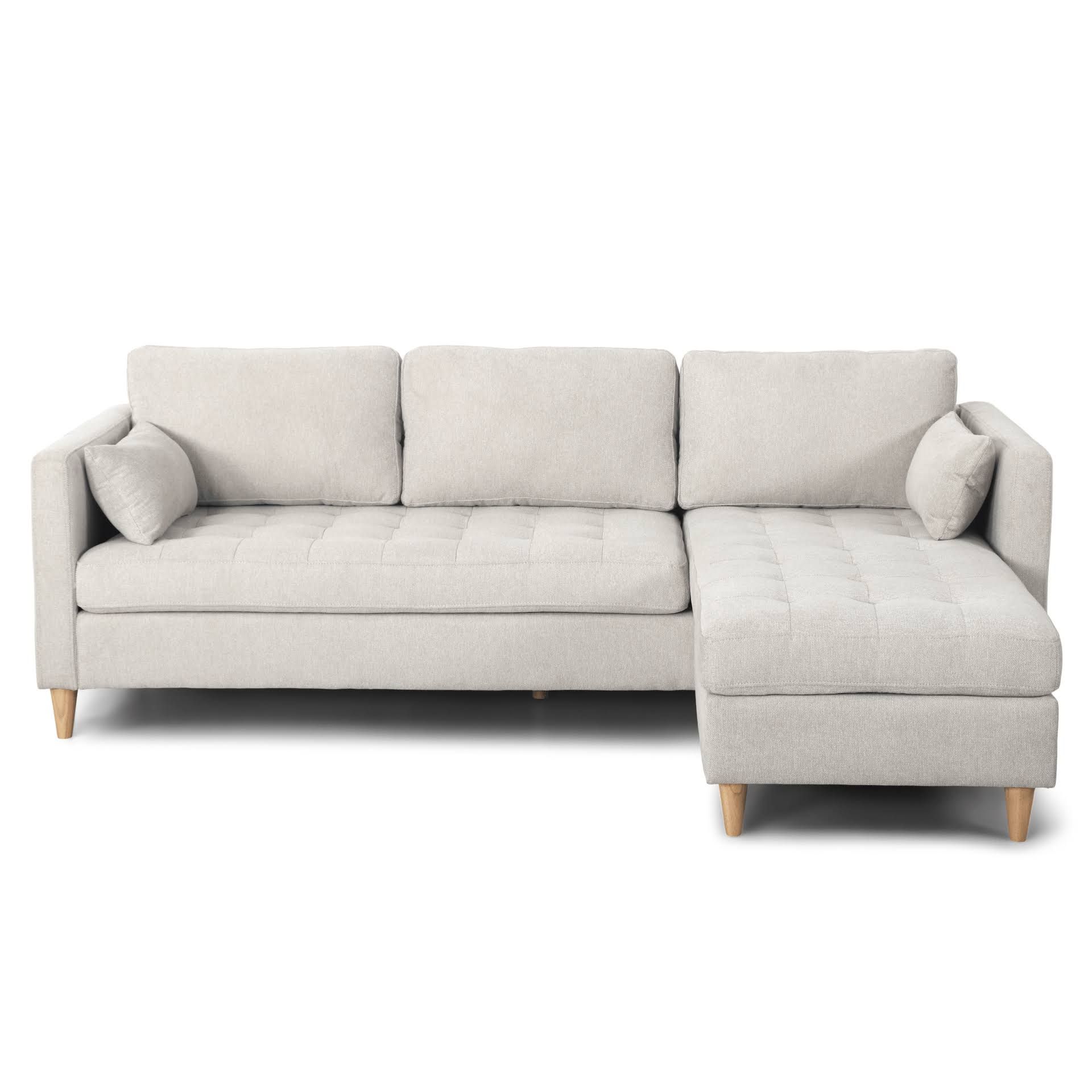 Beige Ecksofa Rechts und Links wendbares Chaiselongue mit Kissen prakt