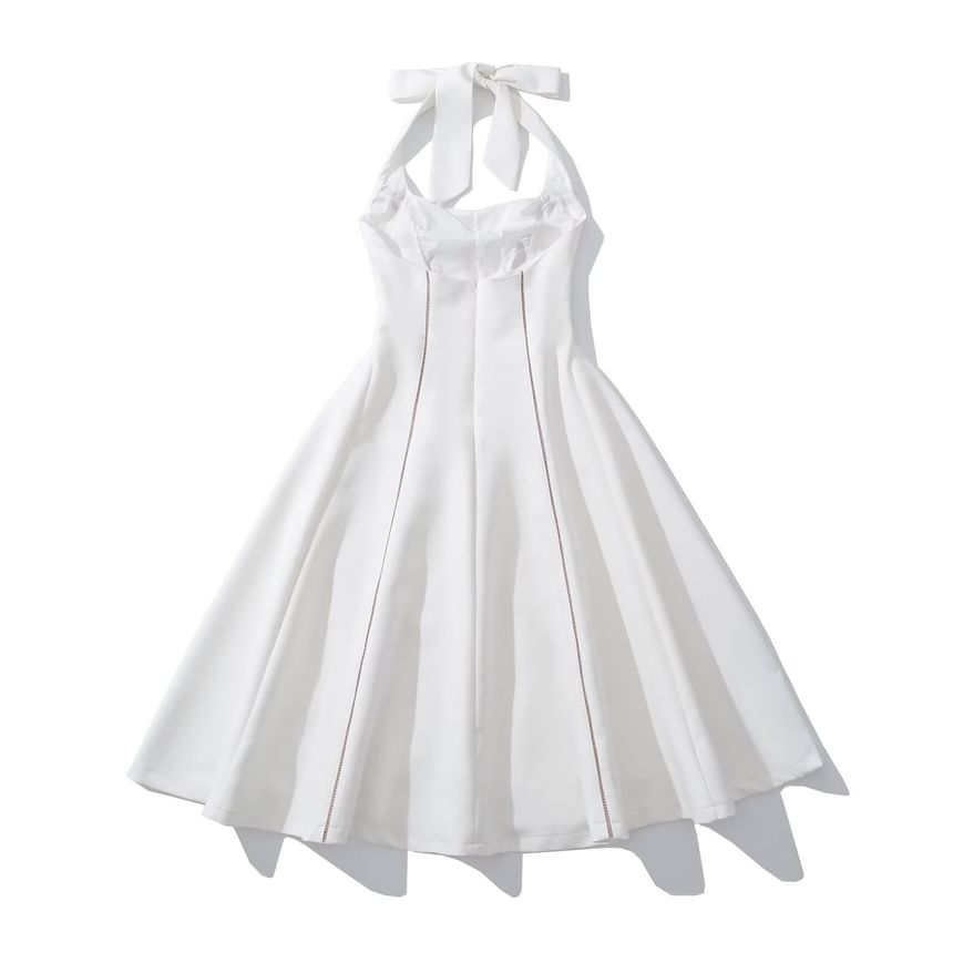 Cumulys - Halter Cutout Panel Midi A-lijn Jurk