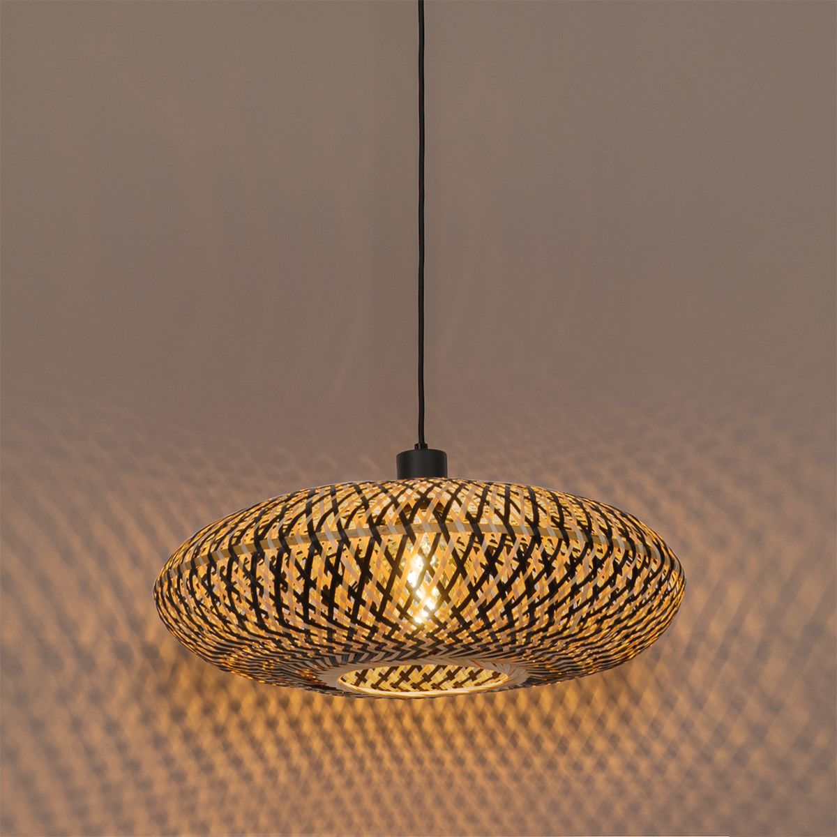 Oosterse hanglamp zwart bamboe 50 cm - Ostrava