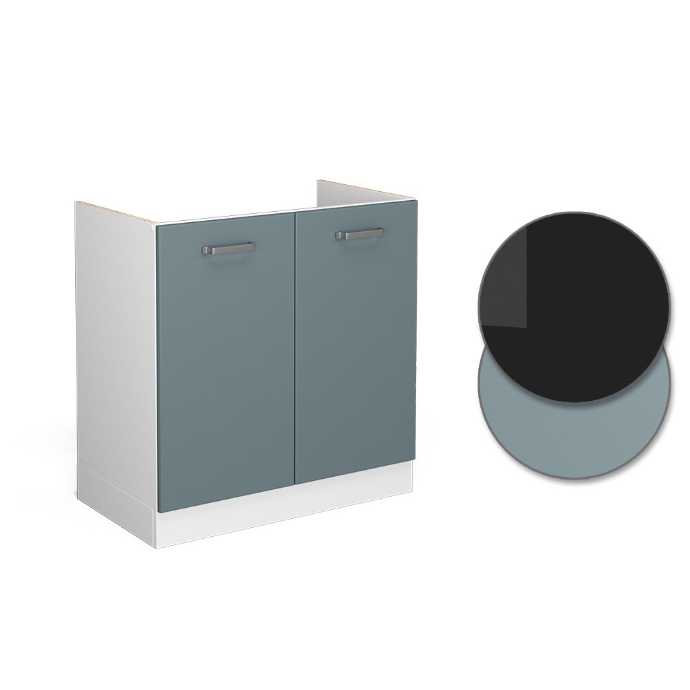 Vicco Spülenunterschrank Küchenschrank R-Line Solid Weiß Blau Grau 80 cm modern