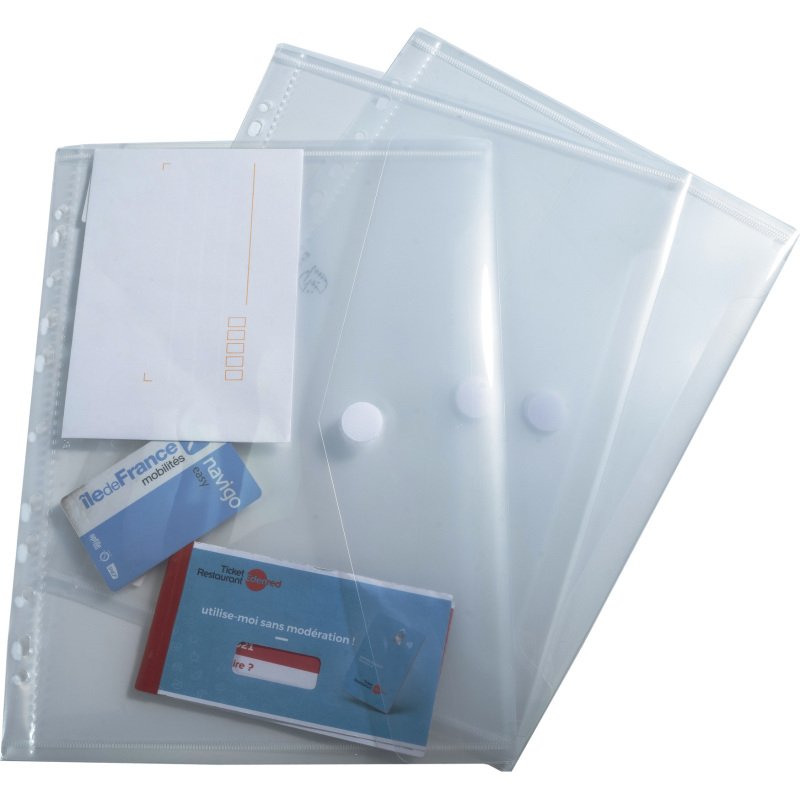 Pochettes de rangement perforées à scratch Exacompta A4 transparentes - Sachet de 5