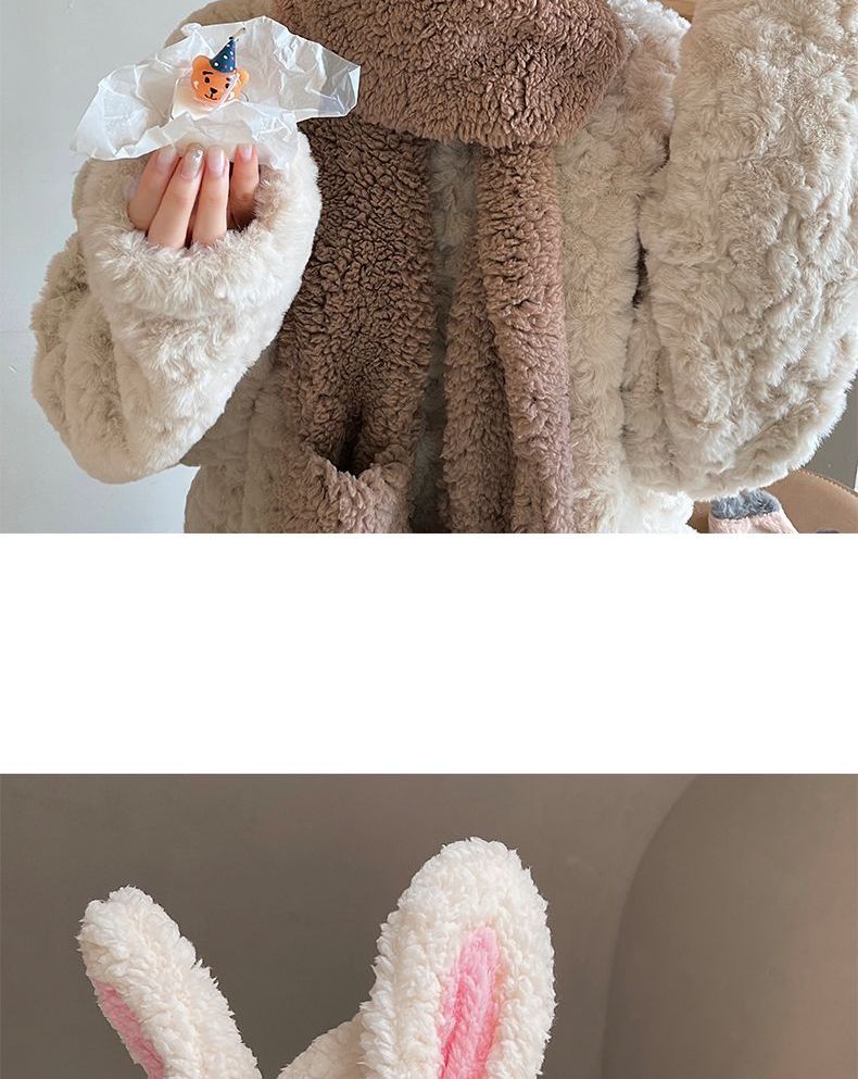Yunikon - Fleece sjaal met ooraccent en wanten