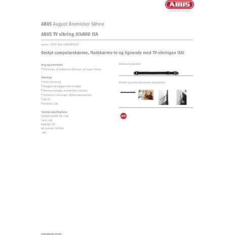 Abus ISA TV-sikring, 2 stk.