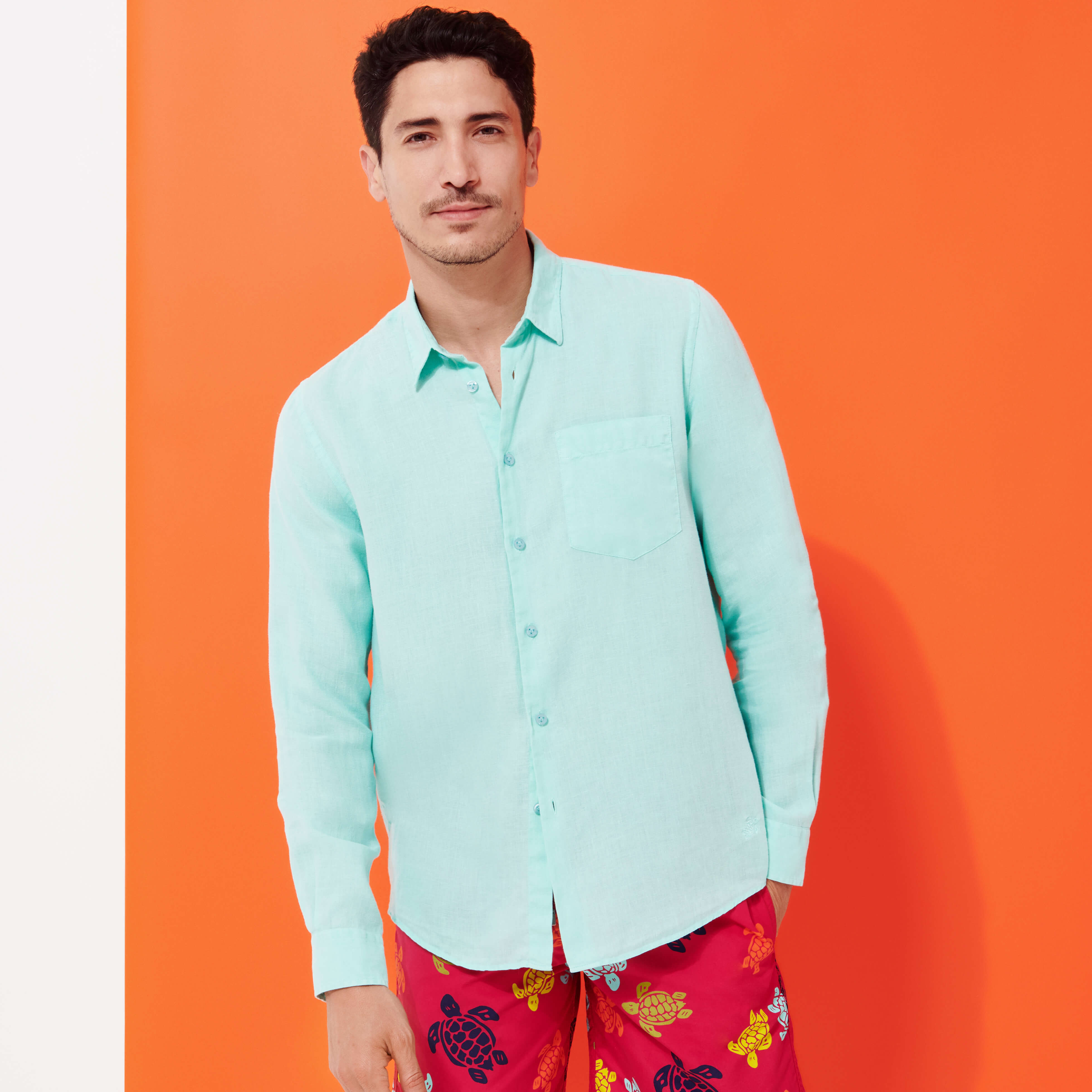 Chemise en lin homme unie
