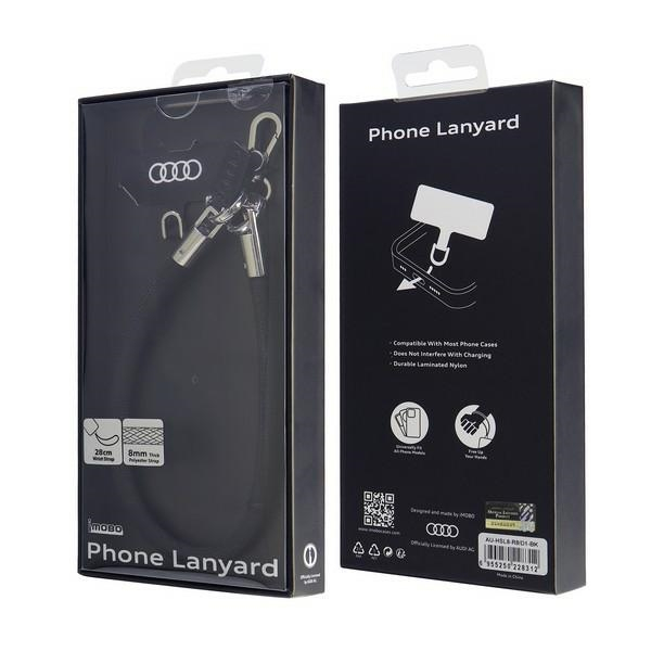 (28cm) Universal Nylon Handykette Lanyard Handgelenkschlaufe   1x Einlage (AU-HSL8-R8/D1-BK) - Schwarz
