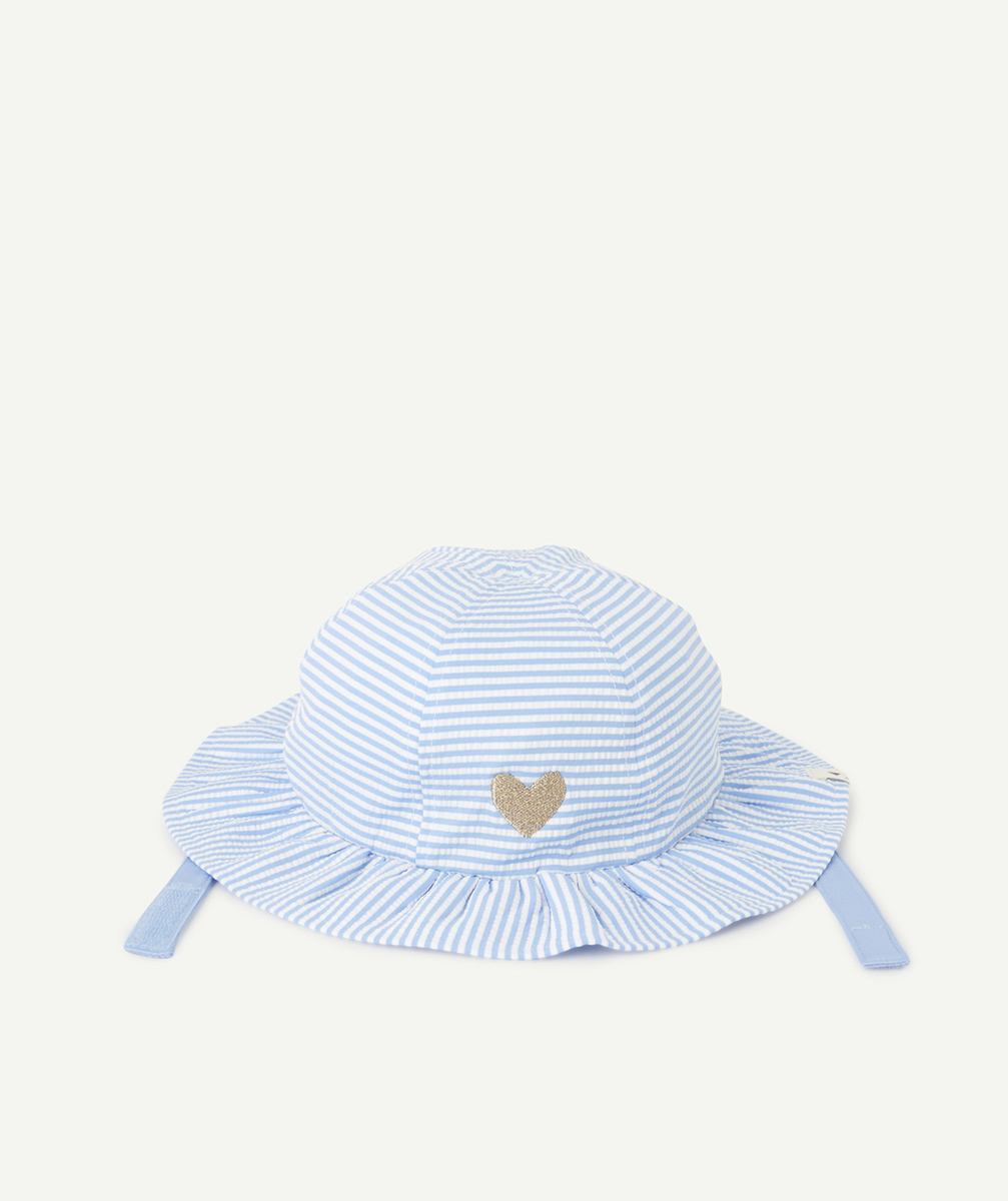 BOB BÉBÉ FILLE EN FIBRES RECYCLÉES BLEU ET BLANC AVEC RAYURES
