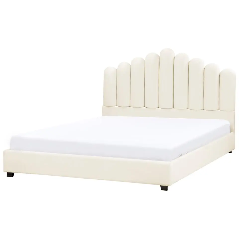 VINCENNES - Bed - Gebroken wit - 180 x 200 cm - Fluweel