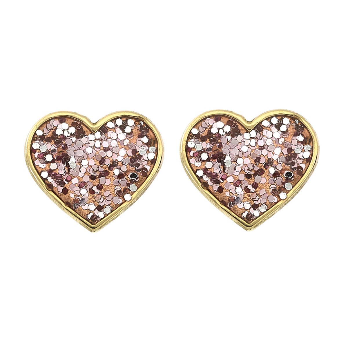 Boucles d'oreilles Brillaxis coeur laqué rose