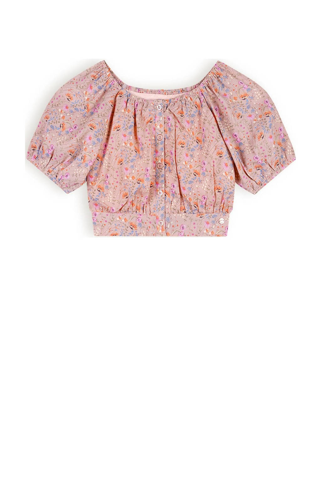 NONO gebloemdecrop top Tomas roze/multicolor