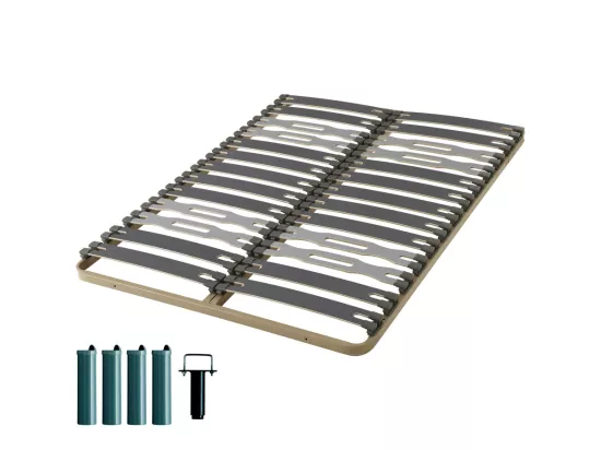 Sommier à lattes + pieds 140x200 Zeta - 26 lattes bois - Fabrication française