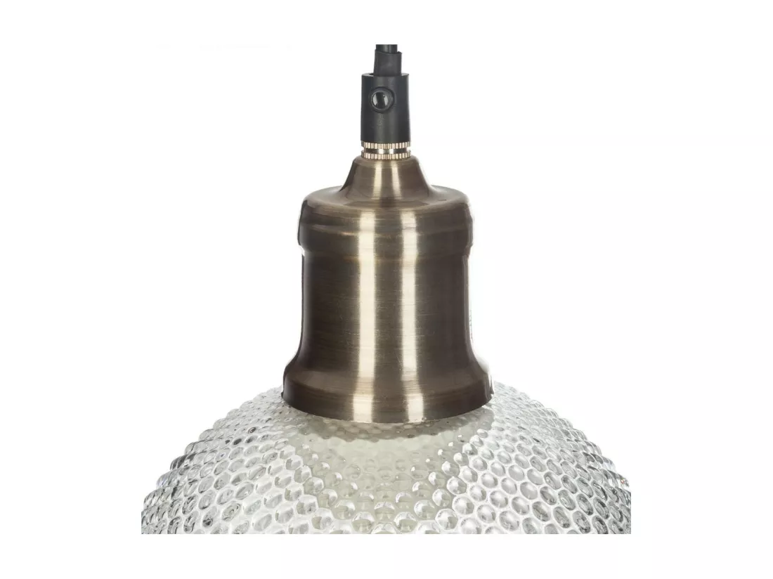 Luminaire Suspension Boule en Verre strié D 15 cm
