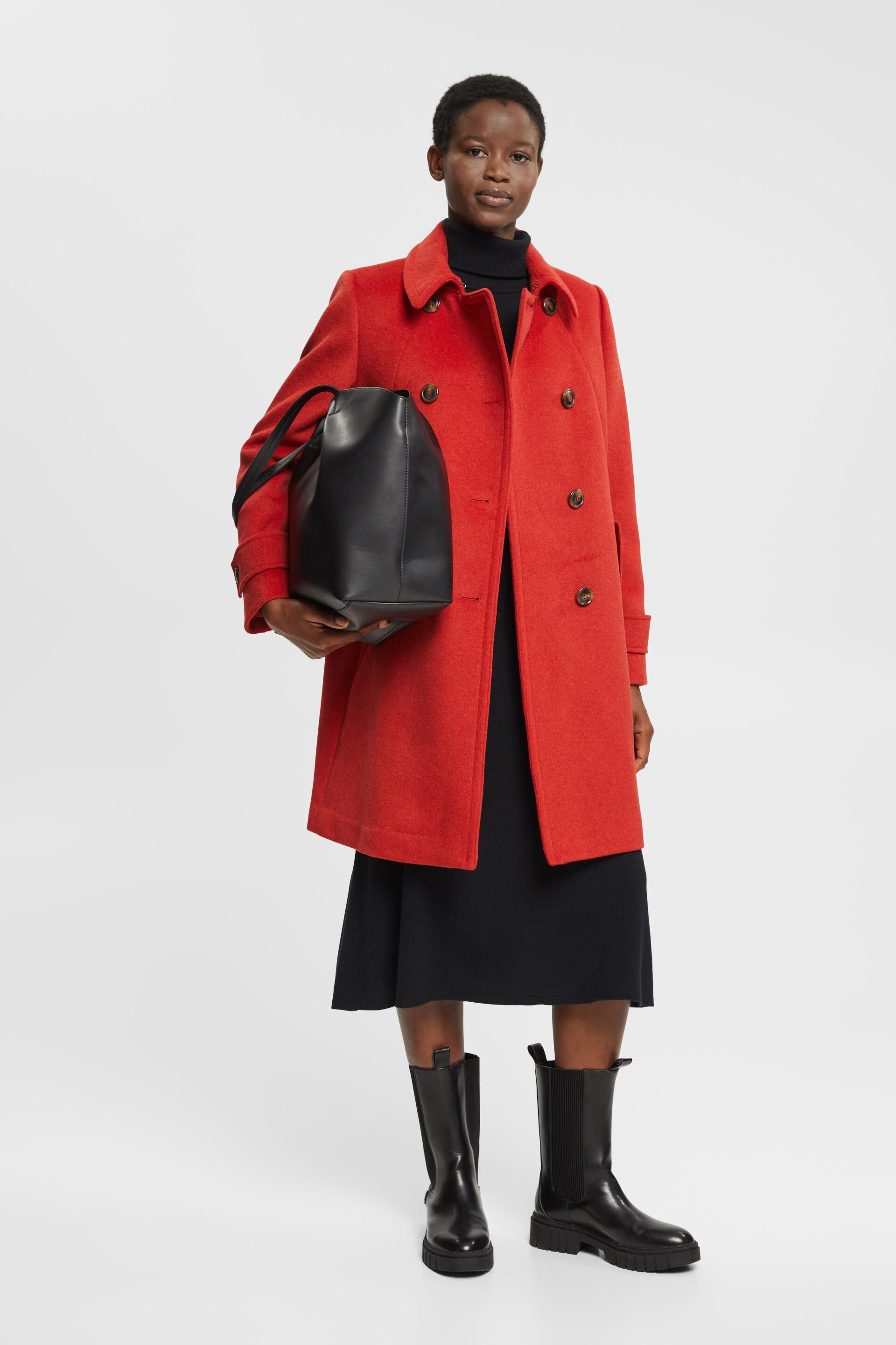 Manteau en laine mélangée à boutonnage croisé