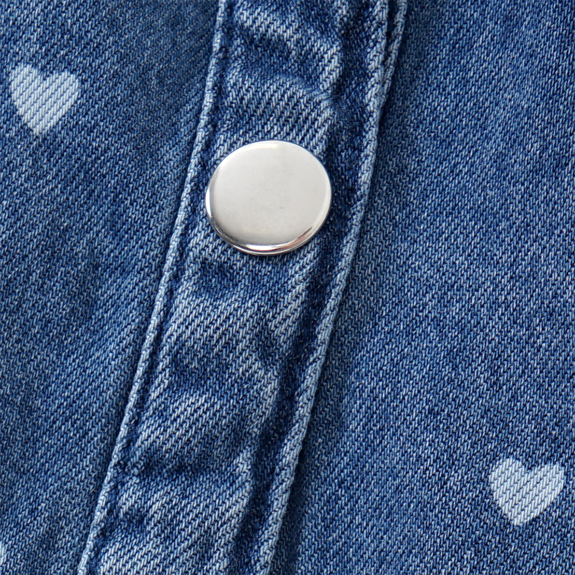 Yigga Mädchen Jeanshemd mit Herz-Allover blau