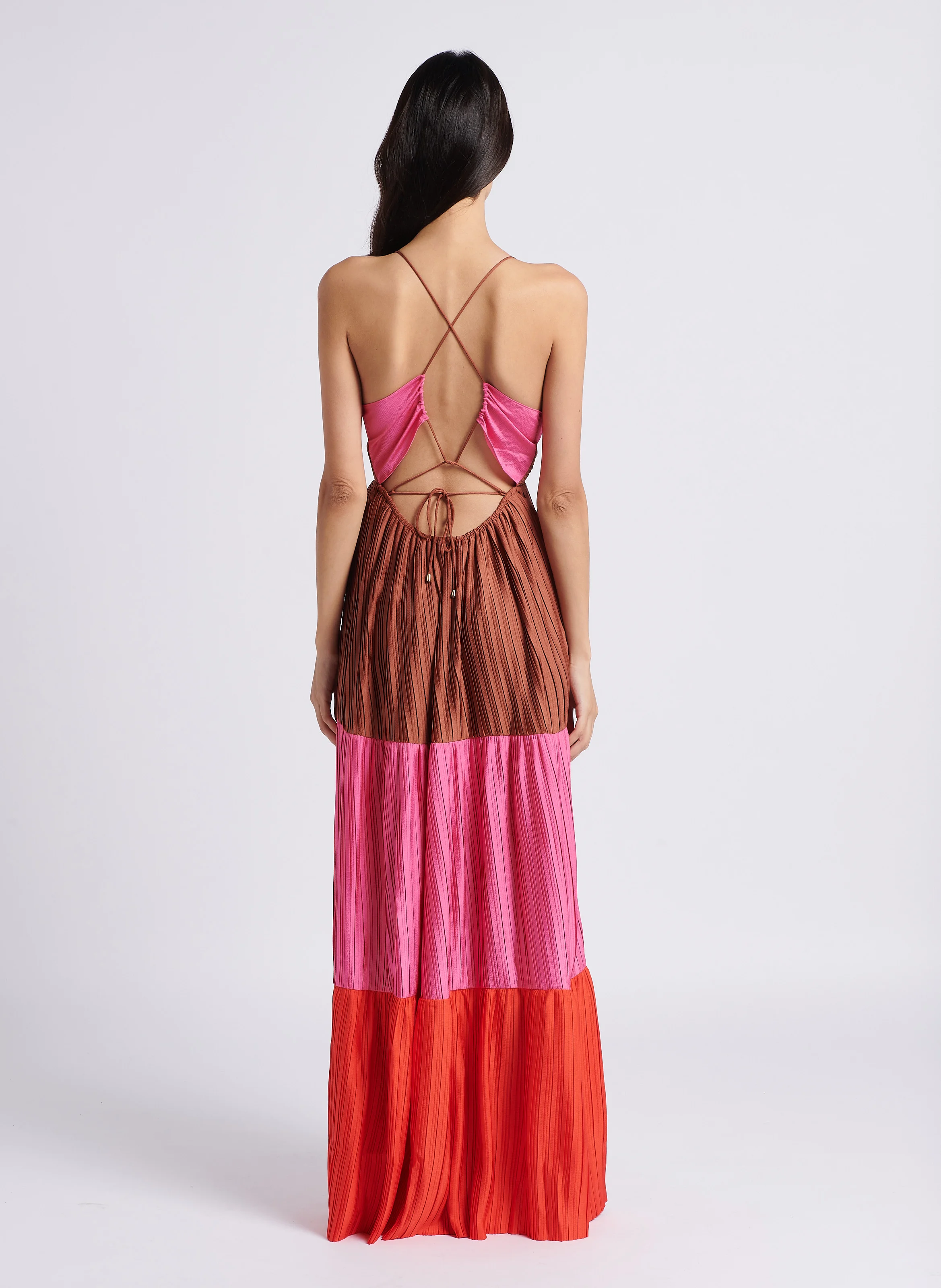 WESTA - Robe longue plissée satinée | Multicolore