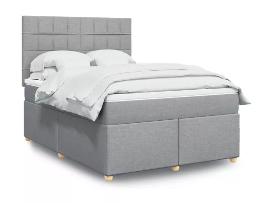 Sommier à lattes de lit avec matelas Gris clair 160x200cm Tissu