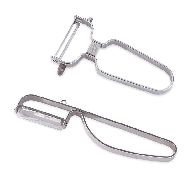 Lot 2 éplucheurs inox lame droite et dentelée Mathon