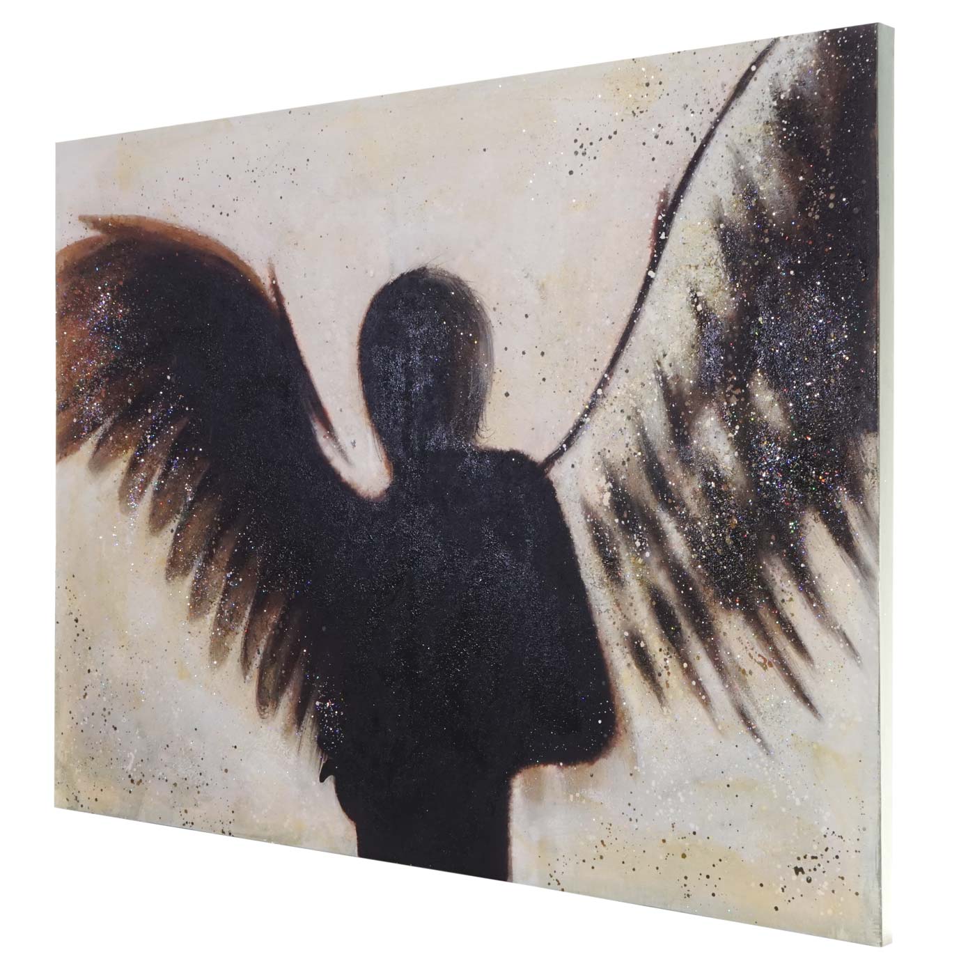 Wandbild Engel, 100% handgemaltes Ölgemälde Gemälde XL, 120x90cm