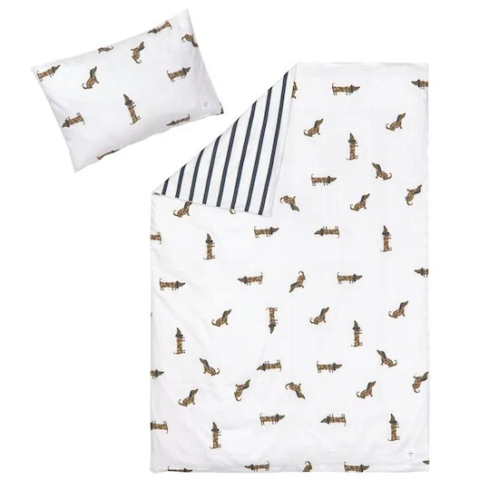 Housse de couette + taie d'oreiller en coton bio   Bleu beige        100 x 140 cm   de               Lässig