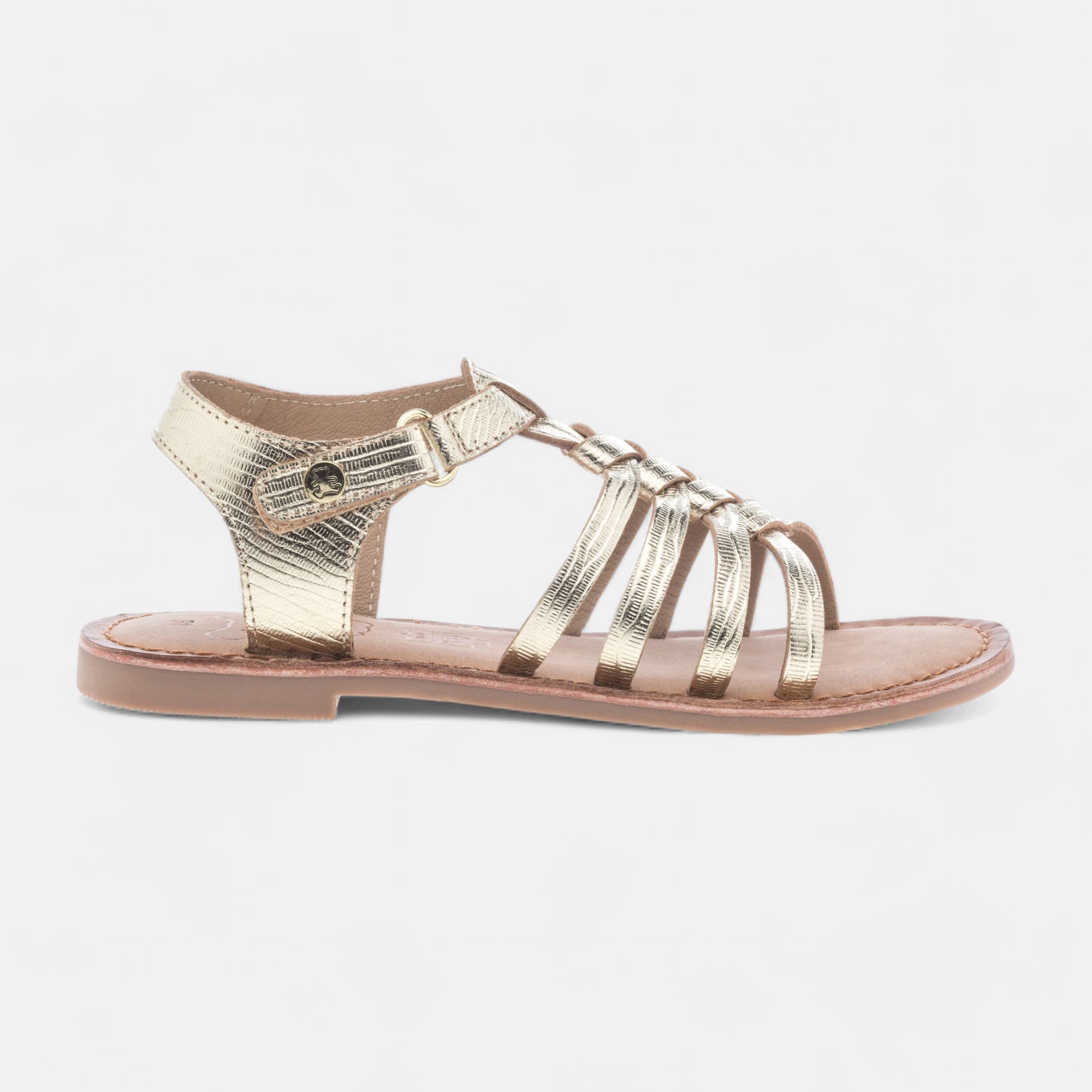 Nu-pieds Fille en cuir or