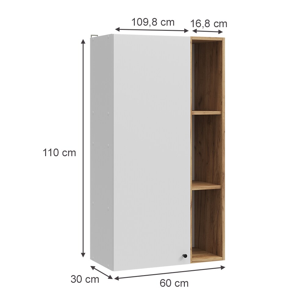 Vicco Wandschrank Anteo Weiß Oak 60 x 110 cm moderne Wohnzimmer Serie Wohnwand