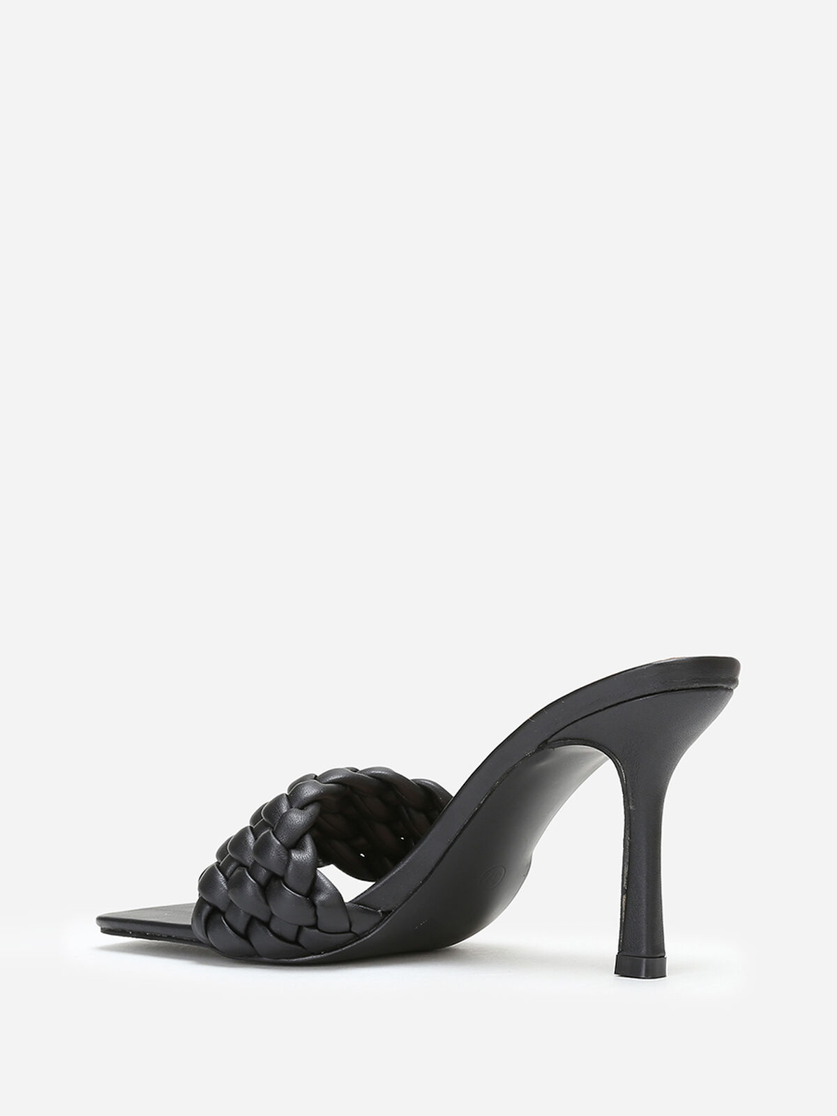 Mules à bride matelassée et tressée- Noir
