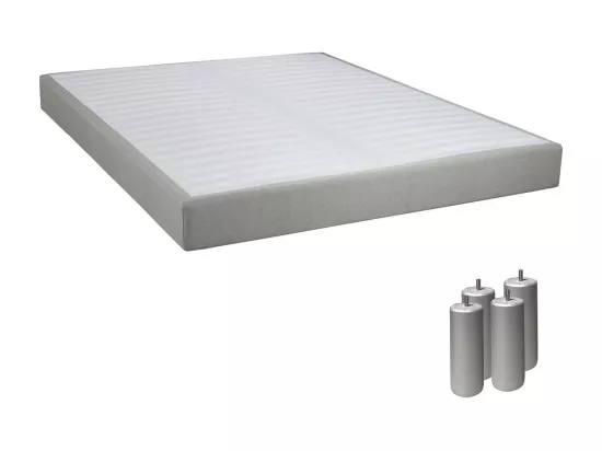 TAPIKIT - Sommier Tapissier Démontable 2x20 Lattes 140x190cm Lin + Pieds Argent 15cm