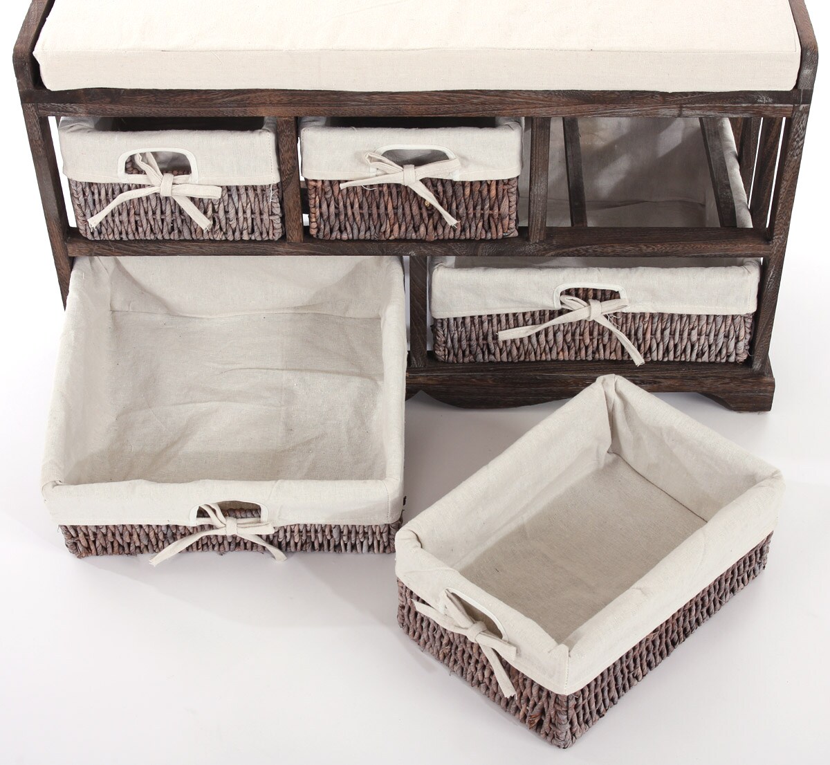 Kommode und Sitzbank mit 5 Schubladen, 45x77x36cm, Shabby-Look, Shabby Vintage ~ braun