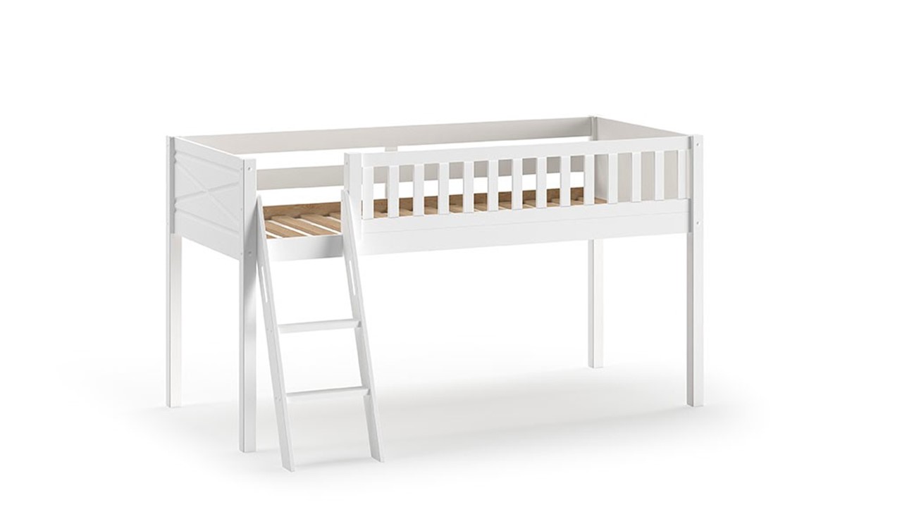 Halfhoogslaper Scott met bureau, boekenkast en commode wit