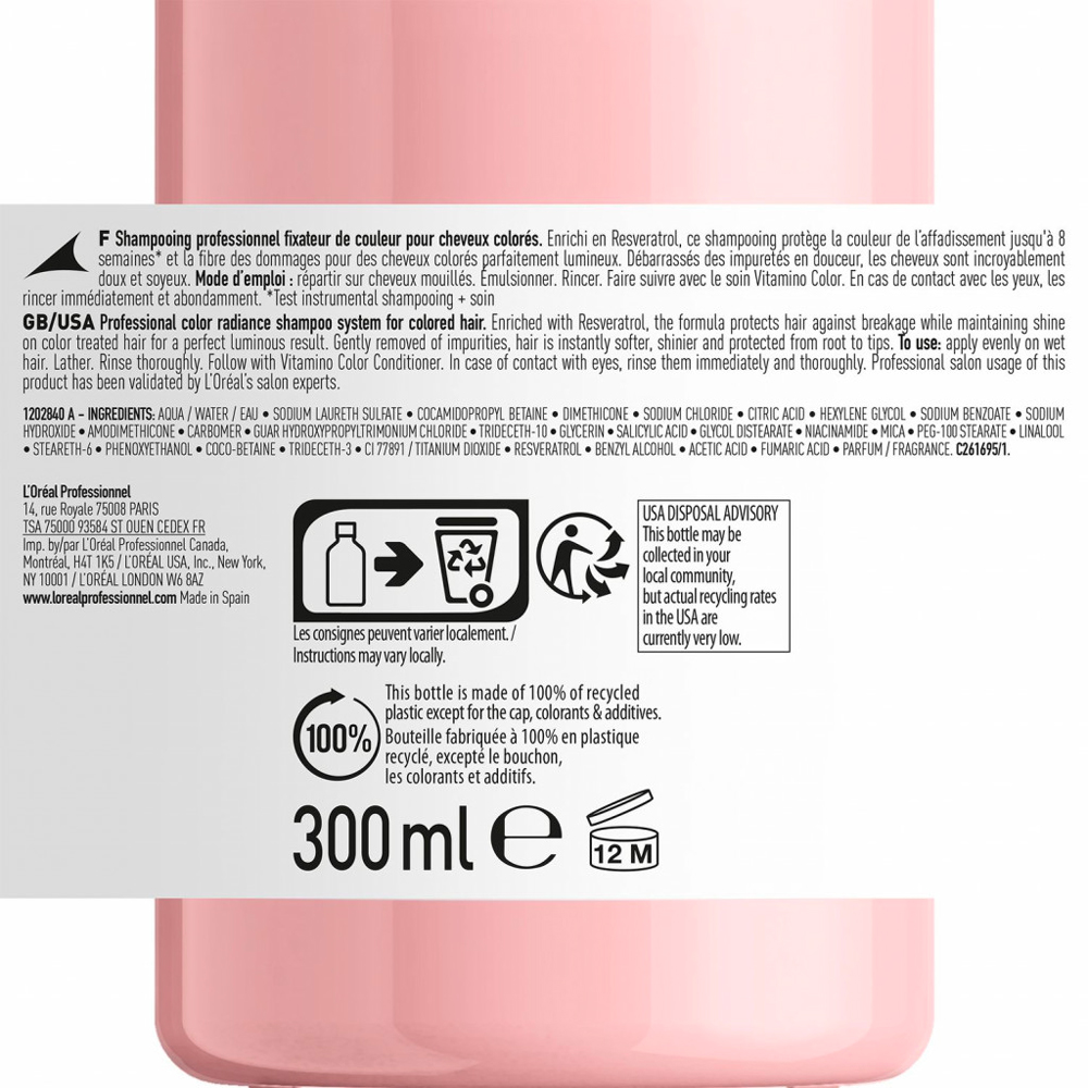 Shampoing Vitamino Color L'Oral Pro 300 ML