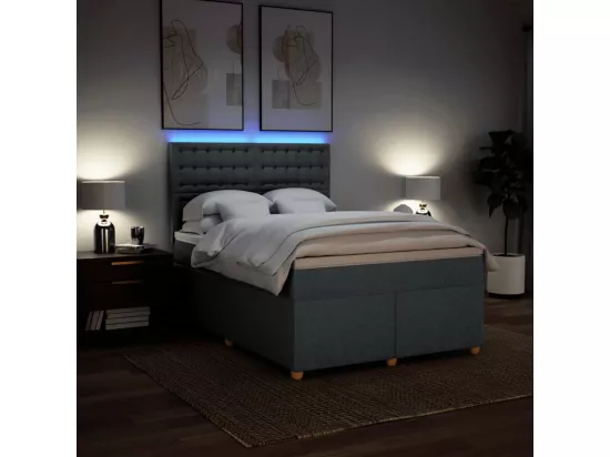 Sommier à lattes de lit avec matelas Gris foncé 140x190cm Tissu