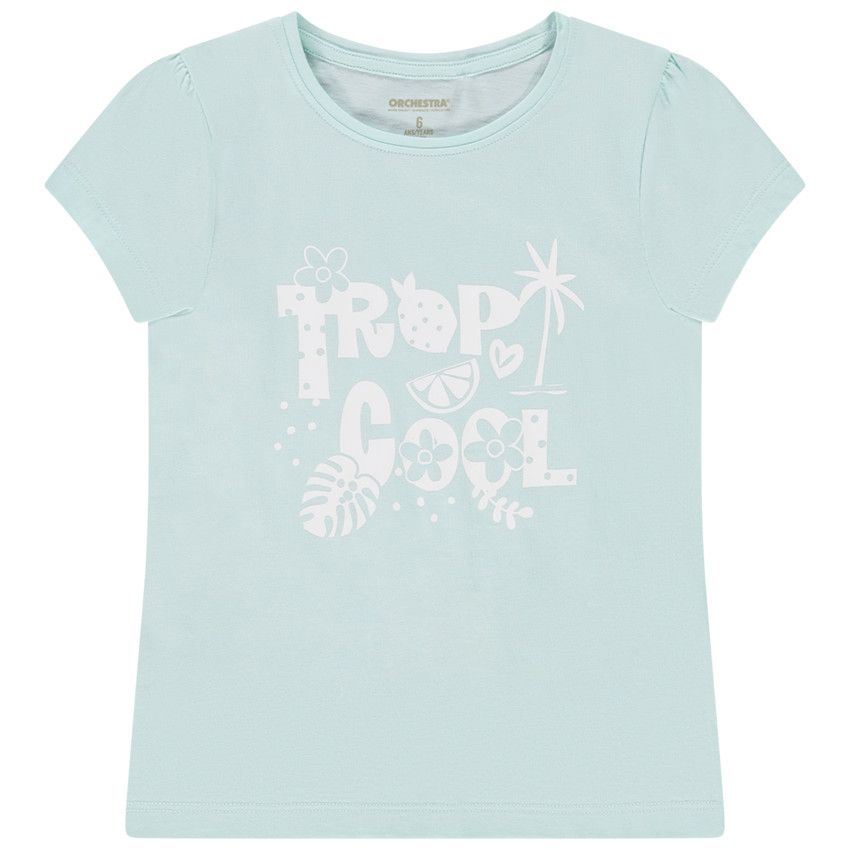 T-shirt manches courtes print fantaisie pour fille - Bleu