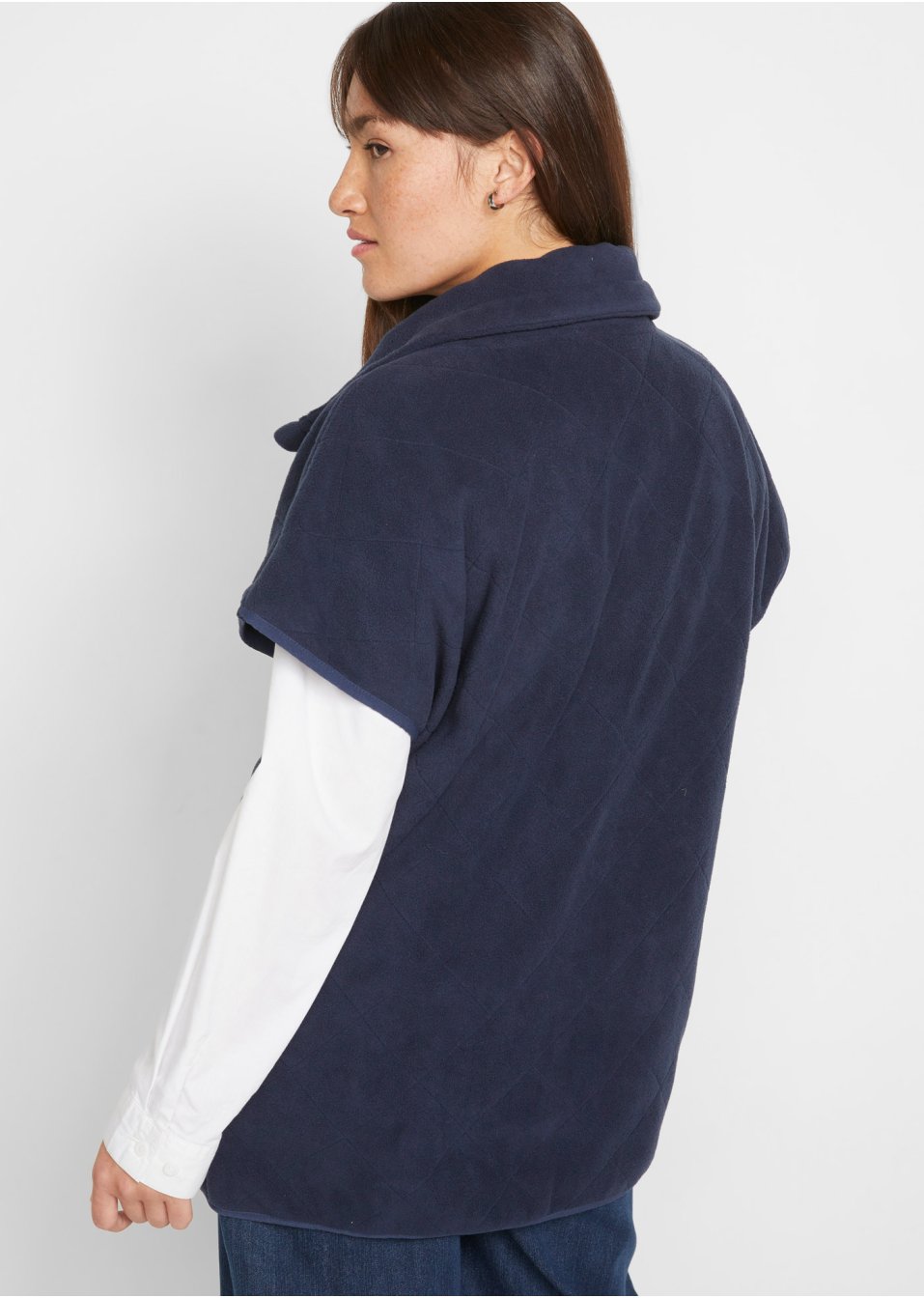 Gilet sans manches en polaire avec surpiqure losange en polyester recyclé
