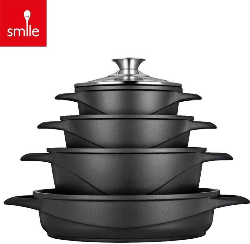 Smile - Pannenset - Inductie - Antiaanbaklaag - Set van 4 Pannen