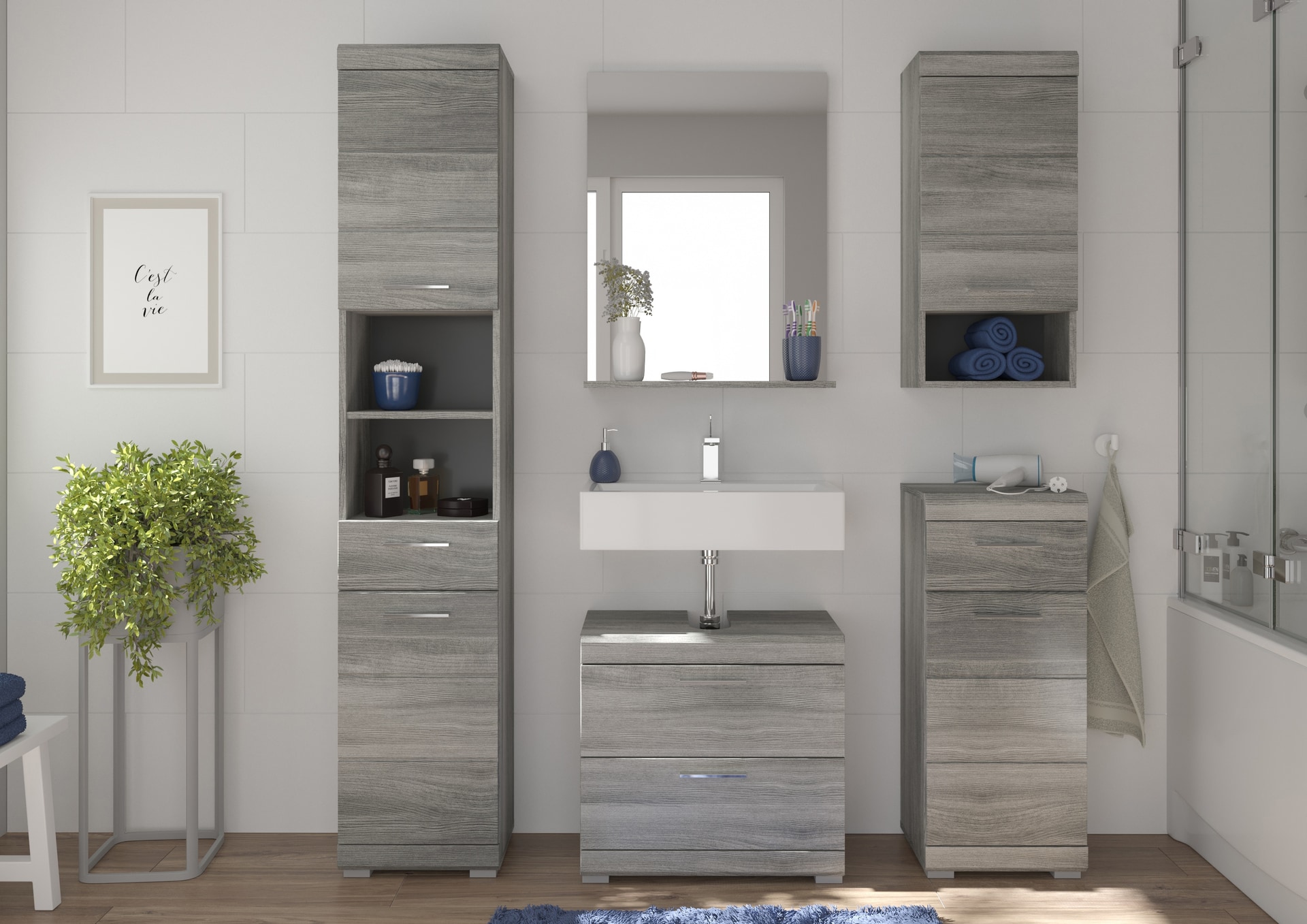 Unterschrank Soul grau B/H/T 37x88x31 cm