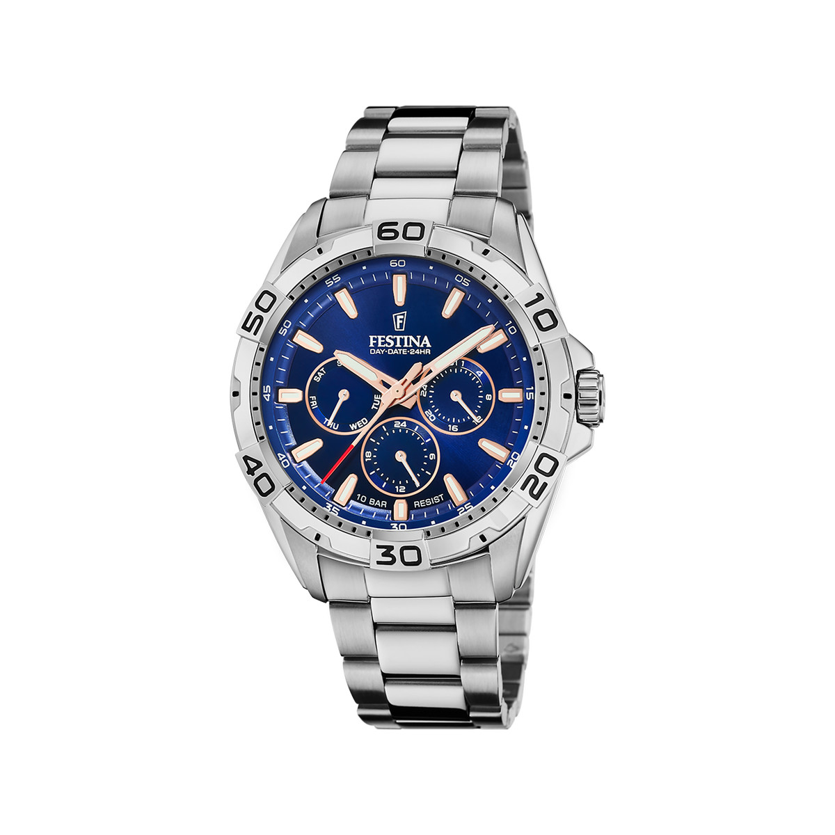 Montre FESTINA multifonctions homme bracelet acier argent