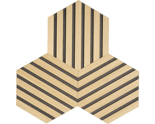 Fjordwall akoestisch paneel Hexagon Oak 265 x 265 x 9 mm 1 verpakking = 3 stuks